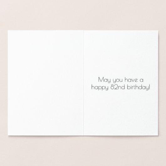 82番目の誕生日:インスパイアアールデコの検索「82」と名前 箔カード (内部)
