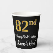 82番目の誕生日-エレガント豪華なフェイク金ゴールドルック# 紙コップ (正面)