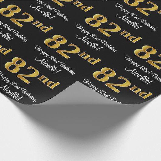 82番目の誕生日:エレガント贅沢なフェイク金ゴールドルック# ラッピングペーパー (角)