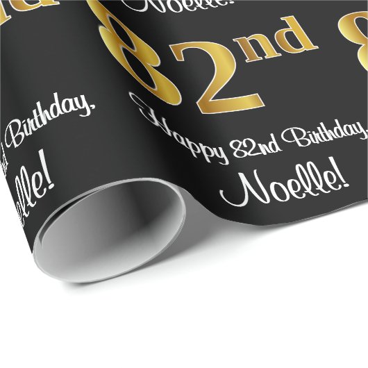 82番目の誕生日:エレガント贅沢なフェイク金ゴールドルック# ラッピングペーパー (ロールコーナー)