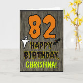 82番目の誕生日:不気味ハロウィーンテーマ、名前をカスタムする カード (黄色い花)