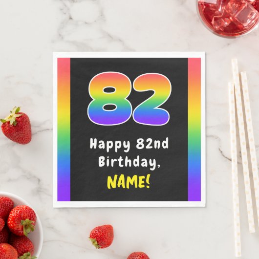 82番目の誕生日: Rainbow Spectrum # 82,名前をカスタムする スタンダードランチョンナプキン (インサイチュ)