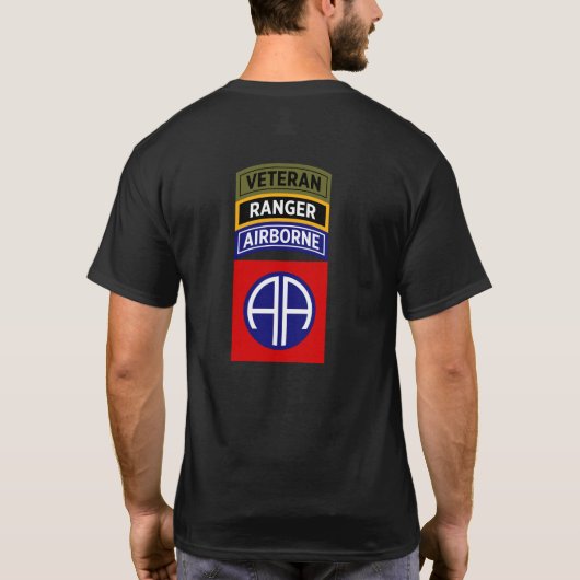 82空挺レンジャー退役軍人タブパッチ Tシャツ (裏面)
