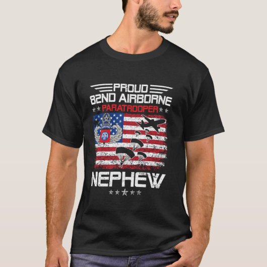 82空挺師団の空挺部隊員である甥に自慢の気持ちを込めて US Tシャツ (正面)