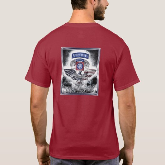 82空挺師団 爆発フレーム マロン Tシャツ (裏面)