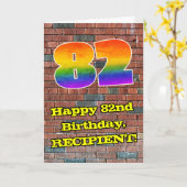 82誕生日:おもしろいグラフィティインスパイアレインボー82 カード (黄色い花)