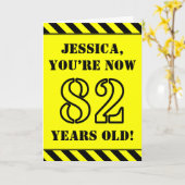 82誕生日:おもしろいステンシルスタイル文字、名前をカスタムする カード (黄色い花)