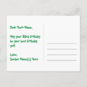 82誕生日-おもしろい花火パターン+虹82 ポストカード (裏面)