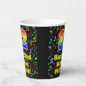 82誕生日:おもしろい音符パターン、レインボー82 紙コップ (左)