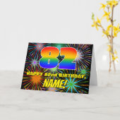 82誕生日:おもしろい、お祝カラフルい花火 カード (黄色い花)