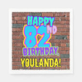 82誕生日～おもしろい、アーバングラフィティインスパイアルック スタンダードランチョンナプキン (正面)