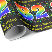 82誕生日:カラフルMusic Symbols, Rainbow 82 ラッピングペーパー (ロールコーナー)