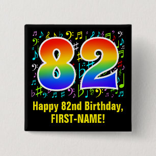 82誕生日:カラフルMusic Symbols, Rainbow 82 缶バッジ