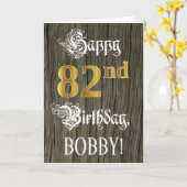 82誕生日:フェイク金ゴールドルック+木フェイク模様 カード (黄色い花)