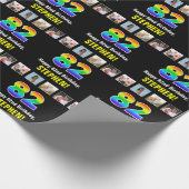 82誕生日: Rainbow "82";写真カスタムと名前 ラッピングペーパー (角)