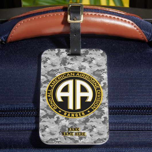 82nd全空挺型レンジャーのパーソナル化可能 ラゲッジタグ (正面インサイチュ2)