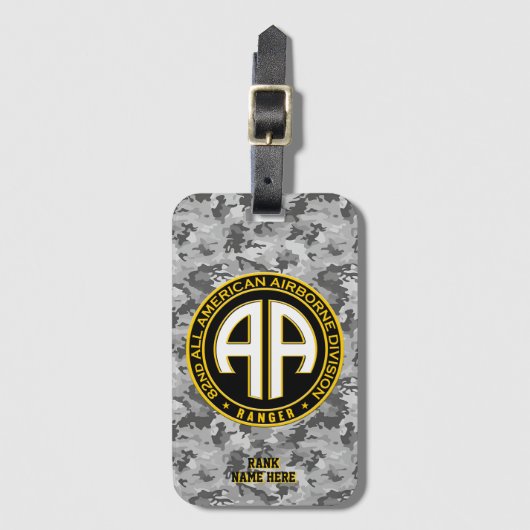 82nd全空挺型レンジャーのパーソナル化可能 ラゲッジタグ (正面縦)
