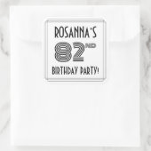 82nd誕生日パーティー：アールデコスタイル+名前をカスタムする スクエアシール (バッグ)