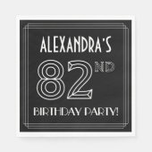 82nd誕生日パーティー:アールデコスタイル+名前をカスタムする スタンダードランチョンナプキン (正面)