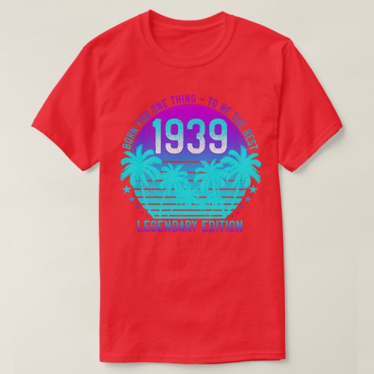 82nd誕生日1939ヴィンテージ審美的サンセットパーム8 tシャツ (デザイン正面)