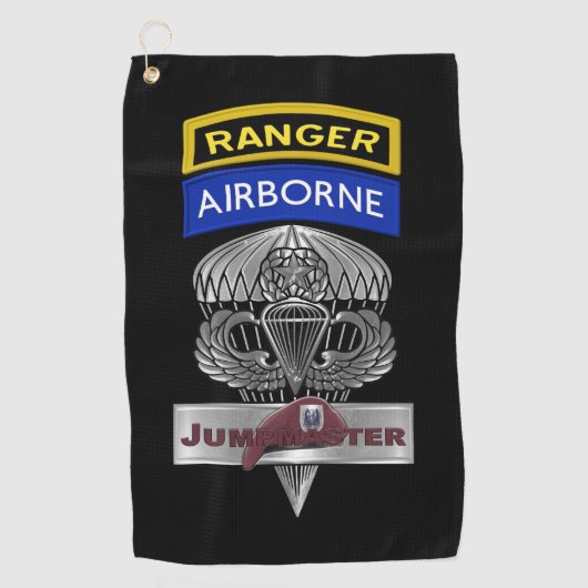 82nd Airborne Division Airborne Ranger Jumpmaster ゴルフタオル (正面)