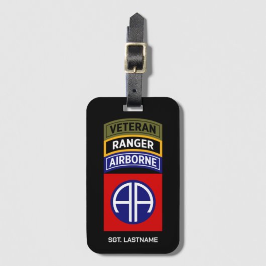 82nd Airborne Ranger Veteran Tab Patch ラゲッジタグ (正面縦)