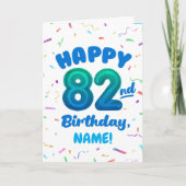 82nd Balloon Number Custom Name Birthday Card カード (正面)