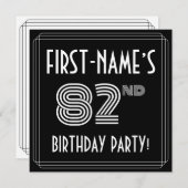 82nd Birthday Party:アールデコスタイル(名前をカスタムする付) 招待状 (正面/裏面)