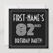 82nd Birthday Party:アールデコスタイル(名前をカスタムする付) 招待状 (正面)