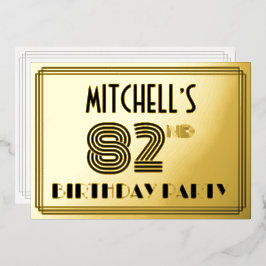 82nd Birthday Party —アールデコスタイル「82」 & Name 箔招待状