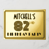 82nd Birthday Party —アールデコスタイル「82」 & Name 箔招待状 (正面)
