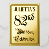 82nd Birthday Party – スクリプエレガントト+名前をカスタムする 箔招待状 (正面)
