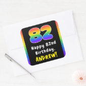 82nd Birthday: Rainbow Spectrum # 82, Custom Name スクエアシール (封筒)