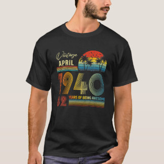 82th誕生日ヴィンテージ1940年4月82歳のギフト tシャツ