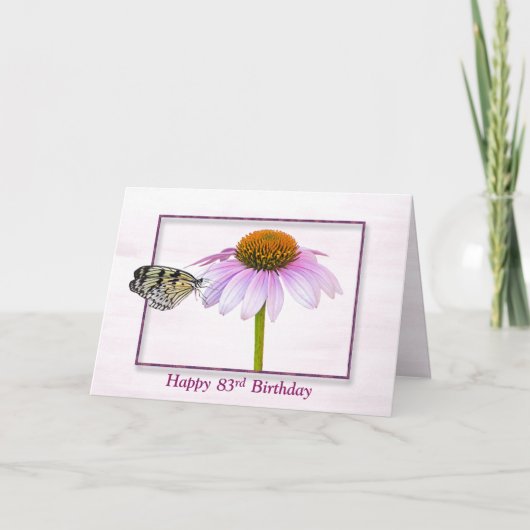 83歳の誕生日おめでとう コンフラワーと蝶 カード (正面)