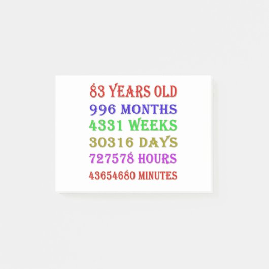 83歳の誕生日おめでとう ポストイット (正面)