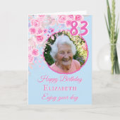 83歳の誕生日カード フォトフラワーデザイン カード (正面)