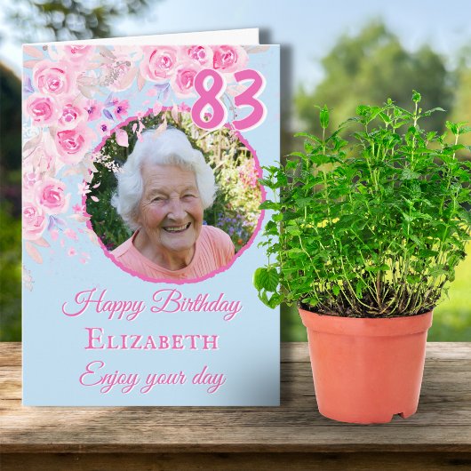 83歳の誕生日カード フォトフラワーデザイン カード