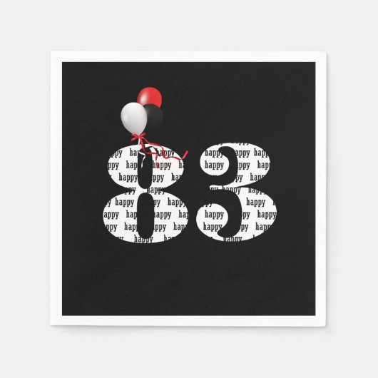 83歳の誕生日パーティーの風船 スタンダードカクテルナプキン (正面)
