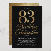 83歳の誕生日パーティー ブラック＆ゴールド 招待状 (正面/裏面)