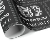 83歳の誕生日:アールデコ調"83"と名前 ラッピングペーパー (ロールコーナー)