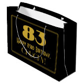 83歳の誕生日 - アールデコ風デザイン「83」&名前 ラージペーパーバッグ (裏面アングル)