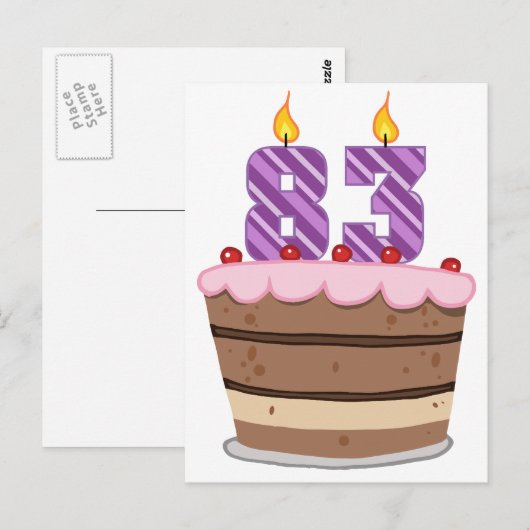 83歳オンお誕生日ケーキ ポストカード (正面/裏面)
