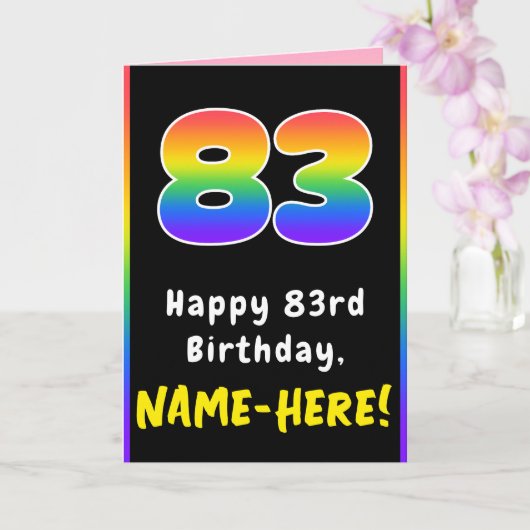83番目の誕生日カラフル: Rainbow # 83,名前をカスタムする カード (蘭)