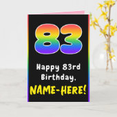 83番目の誕生日カラフル: Rainbow # 83,名前をカスタムする カード (黄色い花)