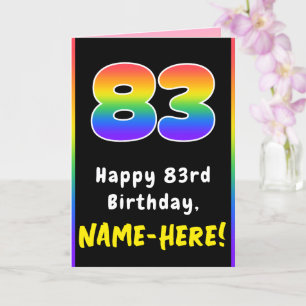 83番目の誕生日カラフル: Rainbow # 83,名前をカスタムする カード