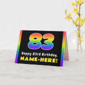 83番目の誕生日カラフル: Rainbow # 83,名前をカスタムする カード (黄色い花)