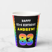 83番目の誕生日カラフル: Rainbow # 83,名前をカスタムする 紙コップ (裏面)