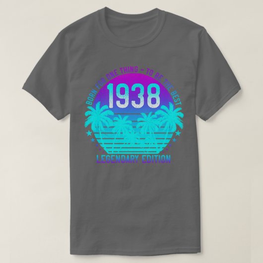 83番目の誕生日1938ヴィンテージ審美的サンセットパーム8 Tシャツ (デザイン正面)