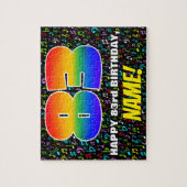 83番目の誕生日:おもしろい、カラフル音楽シンボル、「83」 ジグソーパズル (縦)